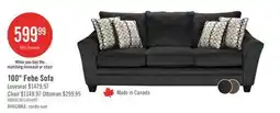 The Brick Made in Canada Febe 100 Chenille Fabric Sofa with Flared Arms and Accent Pillows - Charcoal Grey offer
