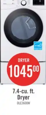 The Brick LG 7.4 Cu. Ft. Smart Electric Dryer - White - Stackable - DLE3600W offer