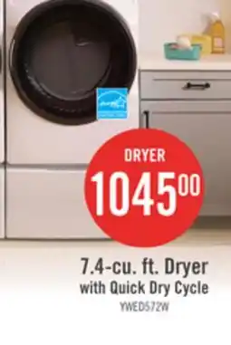 The Brick Whirlpool 7.4 Cu. Ft. Smart Electric Dryer with Wrinkle Shield - White - YWED5720RW offer