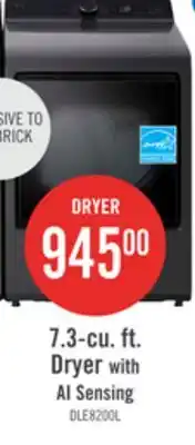 The Brick LG 7.3 Cu. Ft. Electric Dryer with AI Sensing and ThinQ - Platinum Black - DLE8200L offer