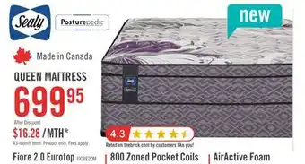 The Brick Sealy Posturepedic Fiore 2.0 Eurotop Queen Mattress offer