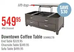 The Brick Downtown 48 Modern Lift Top Coffee Table with Storage and Casters - Grey Brown Wood offer