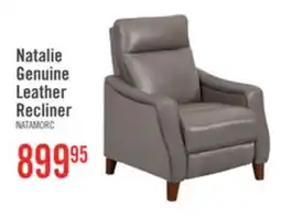 The Brick Natalie 32.5 Top-Grain Genuine Leather Pushback Reclining Chair with Wood Legs - Grey offer