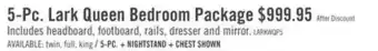 The Brick Lark 5pc Bedroom Set with Panel Bed, Dresser & Mirror, Rustic White - Queen Size offer