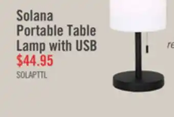 The Brick Solana 11 Modern Metal Acrylic Portable Indoor/Outdoor Table Lamp with USB Port - Black offer