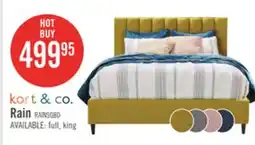 The Brick Kort & Co. Rain Upholstered Platform Bed in Green Fabric, Tufted - Queen Size offer