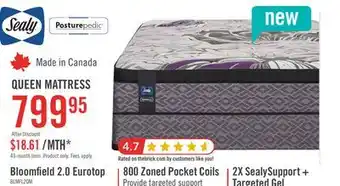 The Brick Sealy Posturepedic Bloomfield 2.0 Eurotop Queen Mattress offer