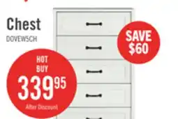 The Brick Dove Bedroom Chest of Drawers, 5-Drawer, 30.5W x 49H, Made in Canada - White offer
