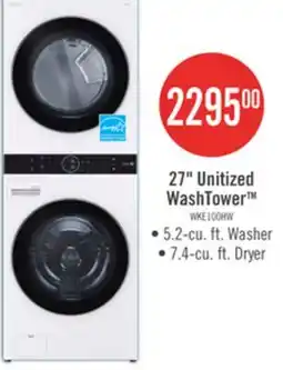 The Brick LG 5.2 Washer/7.4 Dryer Cu. Ft. Front-Load High-Efficiency Washtower - White - WKE100HWA offer
