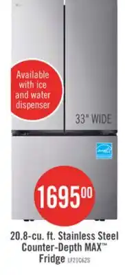 The Brick LG 33 21 Cu. Ft. French-Door Counter-Depth MAX Refrigerator - Smudge Proof Stainless Steel - LF21C offer