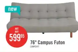 The Brick Campus 76 Fabric Klik Klak Futon with Tufting and Wood Legs - Grey offer