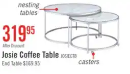 The Brick Josie 36 Glam Round Glass Top Nesting Coffee Tables - Grey Marble Look with Metal Legs offer