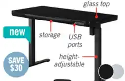 The Brick Metro 47.24 Height-Adjustable Office Desk with Storage and USB Ports - Black offer