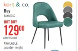 The Brick Kort & Co. Bay Dining Chair with Vegan Leather Fabric, Metal - Aqua offer