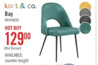 The Brick Kort & Co. Bay Dining Chair with Vegan Leather Fabric, Metal - Aqua offer