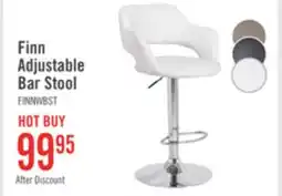 The Brick Finn Barstool with Swivel & Adjustable Seat, Vegan Leather Fabric, Metal - White offer
