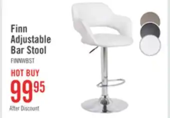 The Brick Finn Barstool with Swivel & Adjustable Seat, Vegan Leather Fabric, Metal - White offer
