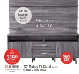 The Brick Malibu 72 Modern TV Stand with Storage and Cable Management for TVs up to 80- Distressed Grey offer