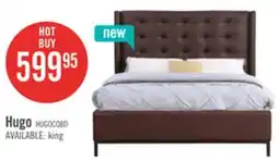 The Brick Hugo Upholstered Platform Bed in Brown Vegan-Leather Fabric, Tufted - Queen Size offer