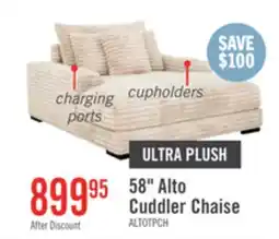 The Brick Alto 58 Ultra Plush Faux Fur Fabric Chaise Lounge with Dual Cupholders and USB Port - Taupe offer