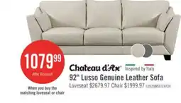 The Brick Chateau d'Ax Lusso 92 100% Genuine Leather Sofa with Wood Legs - Smoke Grey offer