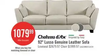 The Brick Chateau d'Ax Lusso 92 100% Genuine Leather Sofa with Wood Legs - Smoke Grey offer