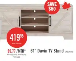 The Brick Davin 61 Rustic TV Stand with Storage and Cable Management for TVs up to 70- Whitewash offer