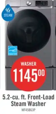 The Brick Samsung 5.2 Cu. Ft. Front-Load Steam Washer - Grey - Stackable - WF45B6300AP/US offer