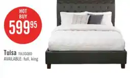 The Brick Tulsa Upholstered Platform Bed in Grey Vegan-Leather Fabric, Button Tufted - Queen Size offer