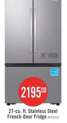 The Brick Samsung 36 27 Cu. Ft. SpaceMax Counter-Depth Refrigerator - Stainless Steel - RF27CG5100SRAA offer