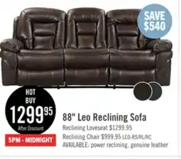The Brick Leo 87.5 Leather-Look Fabric Reclining Sofa - Walnut Brown offer
