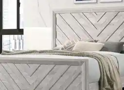 The Brick Lark Panel Bed with Headboard & Frame, Chevron Pattern, Rustic White - Queen Size offer