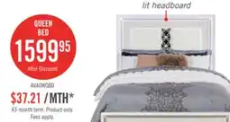 The Brick Ava Panel Bed with Headboard & Frame, LED, Glam, White - Queen Size offer