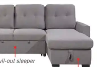 The Brick Carter 2-Piece Right-Facing Linen-Look Fabric Sleeper Sectional with Storage Chaise - Solis Grey offer
