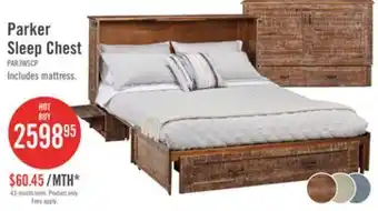 The Brick Parker Cabinet Bed with Memory Foam Mattress, Weathered Brown - Queen Size offer