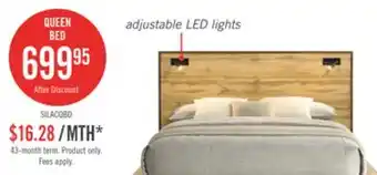 The Brick Silas Platform Bed with Headboard & Frame, LED, Rustic Brown - Queen Size offer