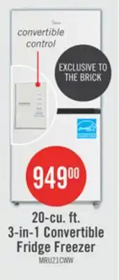 The Brick Midea 20 Cu. Ft. 3-in-1 Convertible Refrigerator-Freezer - White - MRU21C7BWW offer