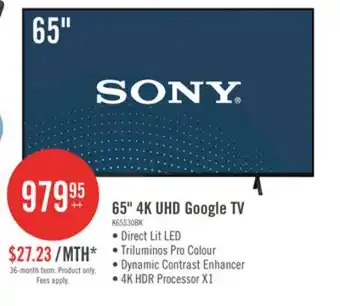 The Brick Sony 65 Bravia 3 LED 4K HDR10 Dolby Vision Motionflow XR 60Hz Google Smart TV (K65S30) offer