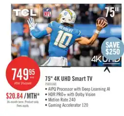 The Brick TCL 75 4K UHD LED HDR Pro+ 60Hz Google Smart TV (75S551G-CA) offer