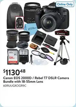 Walmart Canon EOS 2000D / Rebel T7 DSLR Camera Bundle with 18-55mm Lens offer