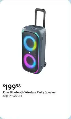 Walmart Onn Bluetooth Wireless Party Speaker offer
