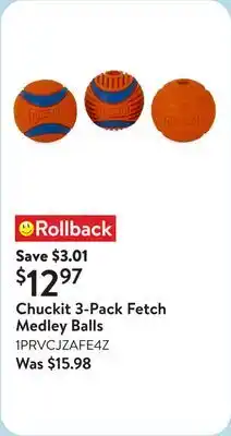 Walmart Chuckit 3-Pack Fetch Medley Balls offer