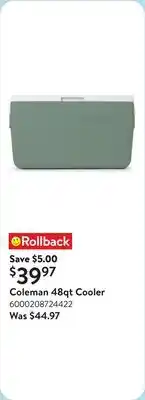 Walmart Coleman 48qt Cooler offer