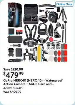 Walmart GoPro HERO10 (HERO 10) - Waterproof Action Camera + 64GB Card and 50 Piece Accessory Kit offer
