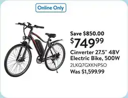 Walmart Cinverter 27.5 48V Electric Bike, 500W offer