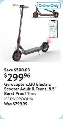 Walmart GyrocoptersJ30 Electric Scooter Adult & Teens, 8.5 Burst Proof Tires offer