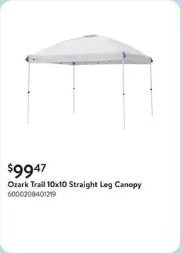 Walmart Ozark Trail 10x10 Straight Leg Canopy offer