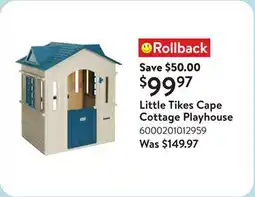 Walmart Little Tikes Cape Cottage Playhouse offer