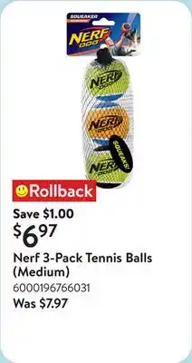 Walmart Nerf 3-Pack Tennis Balls (Medium) offer