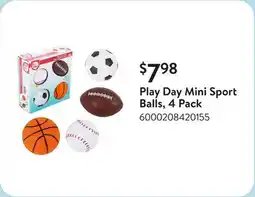 Walmart Play Day Mini Sport Balls, 4 Pack offer